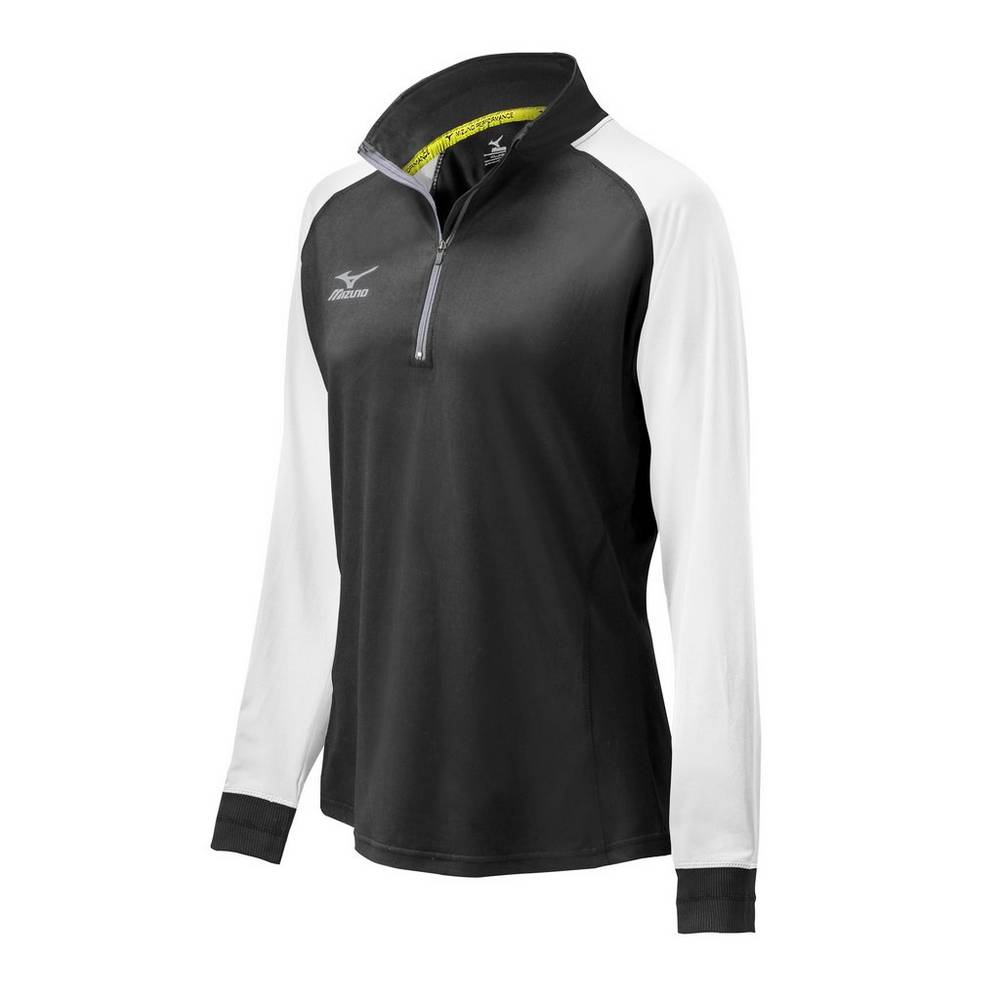 Chaqueta Mizuno Elite 9 Prime 1/2 Zip Mujer Negras/Blancas España FMSR-58714